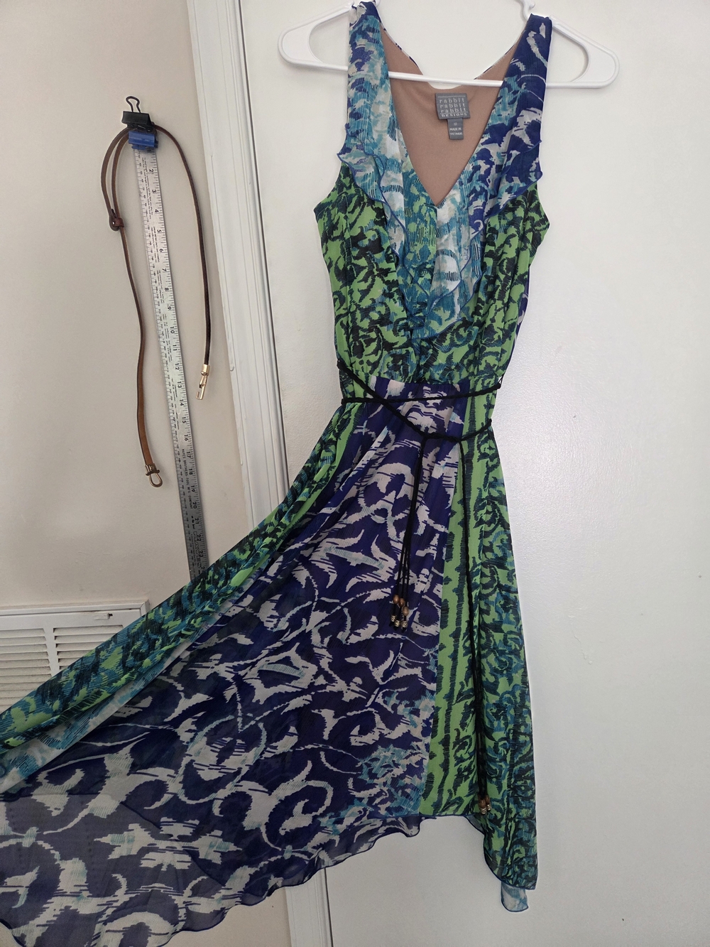 Rabbit Rabbit Designs Mixed Print Chiffon Asymmetrical Handkerchief Hem Dress 10